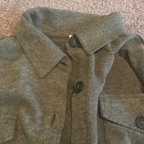 Zenana Oversized Fleece Shacket Button Up Pockets Army Green Small - Picture 2 of 5